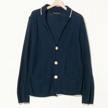 TOMORROWLAND tricot トゥモローランド トリコ サイズM カーディガン ニット セーター コットン混 紺/ネイビー 古着 秋冬 トップス メンズ_画像1