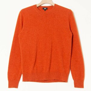 ユニクロ UNIQLO サイズS カシミヤ ニット セーター プルオーバー 長袖 クルーネック 橙/オレンジ 古着 秋冬 トップス カジュアル シンプル