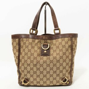 【1円スタート】GUCCI グッチ イタリア製 130739 アビーライン トートバッグ ハンドバッグ 婦人鞄 GGキャンバス レザー ブラウン ベージュ