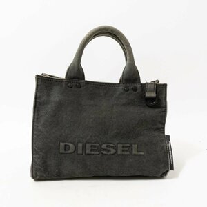 【1円スタート】DIESEL ディーゼル トートバッグ ブラック 黒 デニム生地 レディース 手さげ スクエア シンプル カジュアル bag カバン 鞄