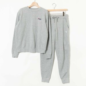 FILA セットアップ フィラ グレー 灰 刺繍ロゴ スウェット 裏起毛 ラフ カジュアル シンプル スポーツ トレーナー ウエストゴムパンツ M/S