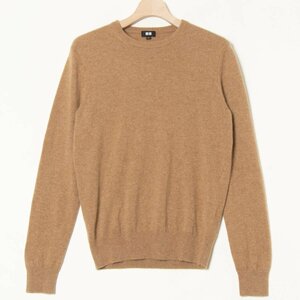 UNIQLO ユニクロ サイズM カシミヤ ニット 長袖 プルオーバー クルーネック 茶色/ブラウン系 ユニセックス 秋冬 トップス カジュアル