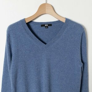 UNIQLO ユニクロ カシミヤVネックセーター 長袖 Mサイズ カシミア100％ シンプル 冬 レディース 女性 ブルーミックス 暖か 定番 綺麗めの画像5