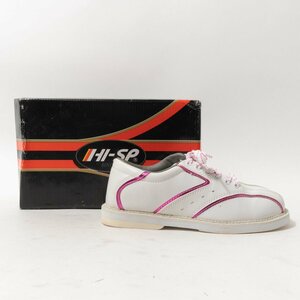 HI-SP ハイスポーツ ボウリングシューズ ホワイト 白 ピンク 23cm レザー レディース シンプル カジュアル スポーツ 室内シューズ 靴