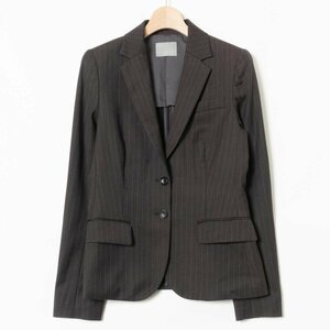 theory luxe テーラードジャケット セオリーリュクス ダークブラウン ストライプ オフィス 綺麗め ベーシック 毛85％ 絹11% 40 日本製