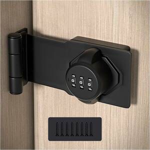  mat black 90° aninako door lock 3 column dial type part shop key post-putting sliding door part shop auxiliary lock dropping prevention interior password number 