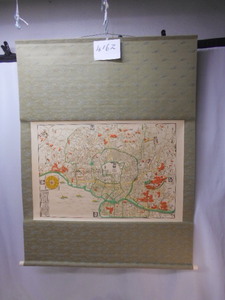 大雅堂4162　御江戸城下絵図掛軸　鳥瞰図　文化八年　須原屋版　印刷工芸品　床の間飾り　越前蔵うぶ出し