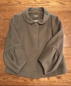  Anya Hindmarch gray ju Brown coat puff sleeve 