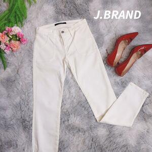 J.BRAND ストレッチ素材カラーパンツ・オフホワイト・裾ジップ 表記サイズ26 M相当 81373