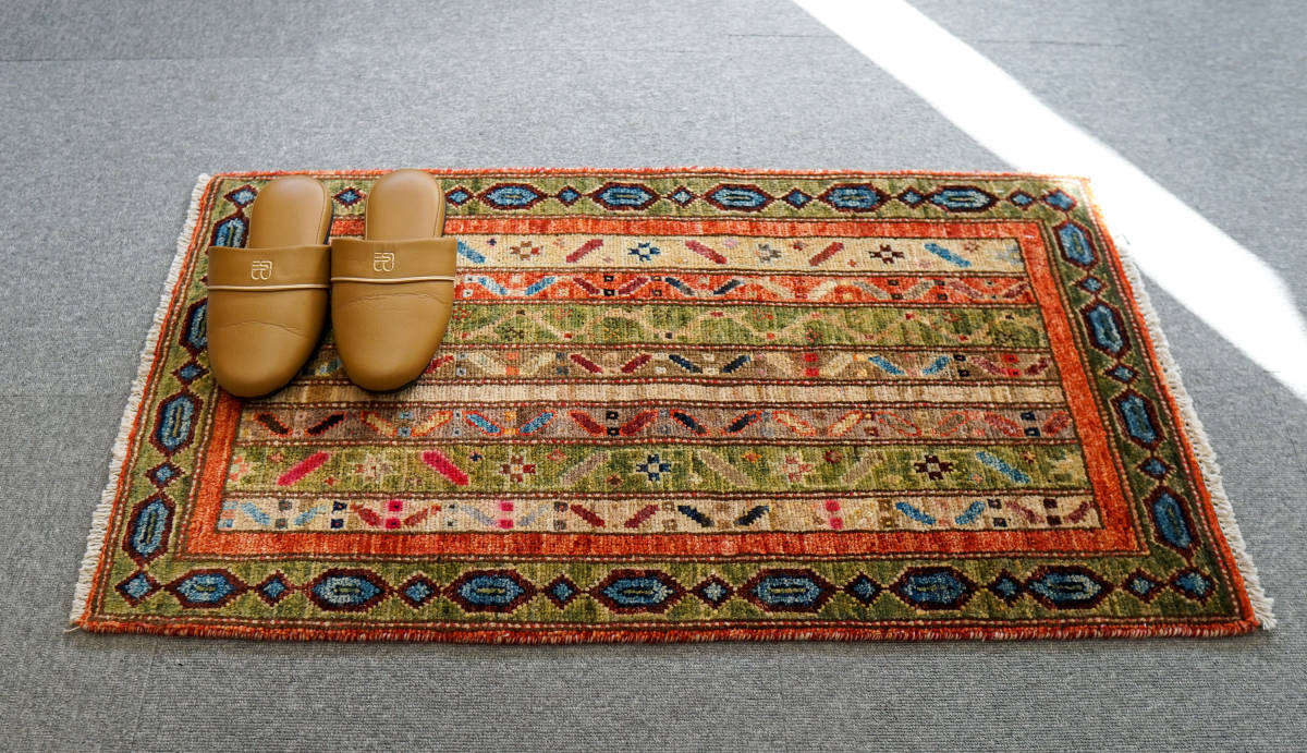 96×56cm アフガニスタン手織り絨毯 ギャッベ