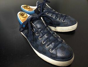 美品 ヴィトン 8 LOUIS VUITTON ♯MS0115 ダミエ コンビレザースニーカー 8008