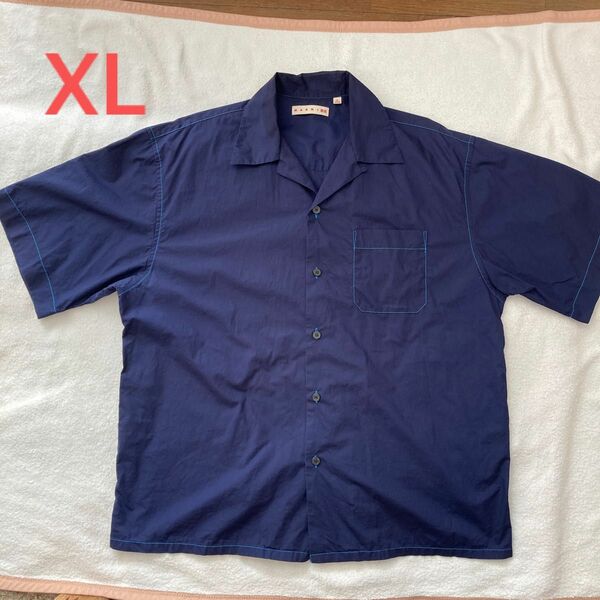 XLサイズ）ユニクロ マルニ コラボ オープンカラーシャツ ネイビー