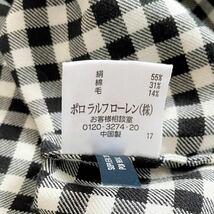 23234 POLO RALPH LAUREN ポロラルフローレン ボウタイ チェック リボンタイ ギンガム チェックシャツ ブラウス 長袖 白 黒 ブラック_画像10