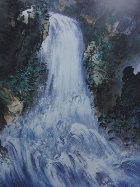 Mori Toseki, Waterfall, Rare art book, New high-quality frame, Framed, In good condition, Oil painting Landscape, postage included, Fan, Painting, Oil painting, Nature, Landscape painting