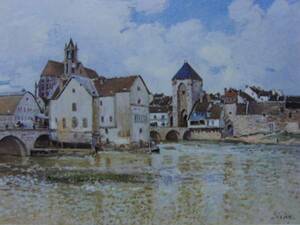 Alfred Sisley、モレの橋、希少画集画、新品高級額、額装付、状態良好、油彩 風景、送料込み、fan