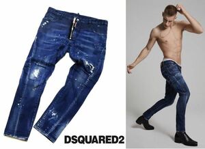 国内正規 DSQUARED2 S71LB0511 Tidy Biker Jean ディースクエアード テディ バイカージーンズ ダメージ、リペア加工 デニムパンツ48 JZ-21