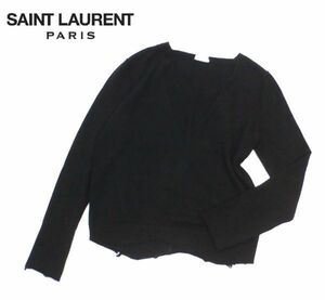 ★ 正規品 20年 SAINT LAURENT PARIS 633186 カシミヤ100％ ダメージ加工 Vネックセーター サンローランパリ CASHMERE SWEATER ブラックL