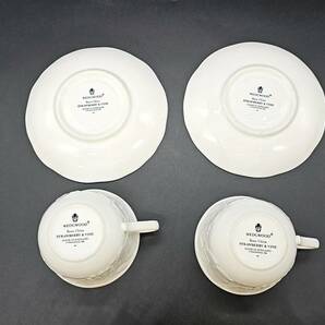 NS33557 WEDGWOOD ウェッジウッド STRAWBERRY ＆ VINE ストロベリー アンド ヴァイン カップ＆ソーサー 2客セット 中古品の画像4