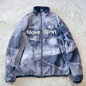 DESCENTE/Move Sport ウィンドブレーカー スタンドジャケット フルジップ グレー メンズXOサイズ オーバーサイズ デサントムーブスポーツ