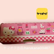 未使用 当時物　 Hello Kitty キティ　 シャープナー付 両面開き 筆入れ 筆箱 ペンケース　おまけ B 鉛筆 7本/消しゴム/スタンプ サンリオ _画像2