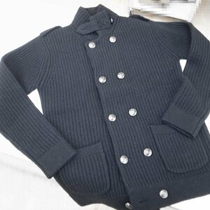 1387T【本物保証】 BURBERRY BLACK LABEL バーバリーブラックレーベル ウールカーディガン 羊毛100％ サイズ3 ブラック メンズ アウター