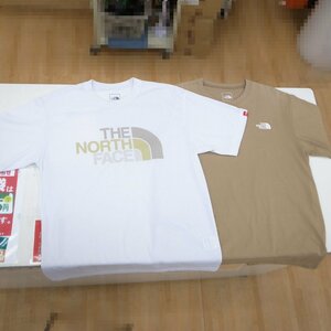 1586【本物保証】 THE NORTH FACE ザ ノースフェイス NT32352/NT32353 ライトブラウン/ホワイト Tシャツ 2枚セット Lサイズ メンズ