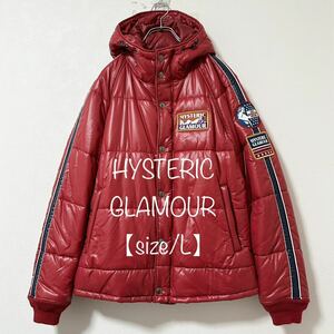 美品★HYSTERIC GLAMOUR★ヒステリックグラマー★プリマロフト★ダウンジャケット★ワッペン★レッド/赤★ML相当