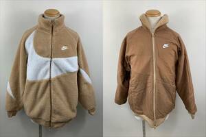 141-KM2625-120s NIKE ナイキ SWOOSH FULL ZIP JACKET ジャケット ボア フリース XLサイズ ベージュ BQ6546-200 リバーシブル