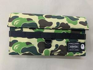 150-Ky12366-60r A BATHING APE × POTER CAMD LONG WALLET アベイシングエイプ ポーター コラボ 長財布 中古美品 箱無し本体のみ