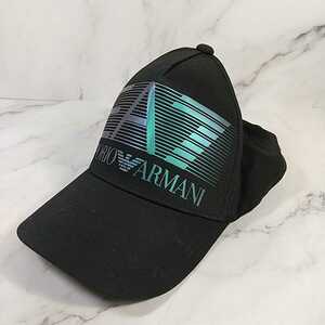 606●同梱NG EMPORIO ARMANI EA7 ベースボール キャップ コットン ブラック エンポリオ アルマーニ エアセッテ 帽子 ロゴ メンズ 野球帽