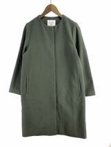 OPAQUE.CLIP オペーク ドット クリップ ウール混 ノーカラー コート sizeS/緑系 ◆■ ☆ eaa9 レディース_画像1