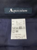 Aquascutum アクアスキュータム ウール混 Aライン 台形 スカート size10/紺 ■■ ☆ eab5 レディース_画像5