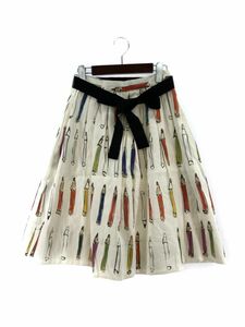 M'S GRACY M z gray si-linen100% ribbon attaching total pattern skirt size40/ white series #** * eab5 lady's 