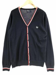 FRED PERRY フレッドペリー ウール100% カーディガン sizeM/ネイビー ◇■ ☆ eab5 メンズ