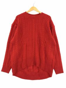 chocol raffine robe ショコラフィネローブ ウール混 ケーブル編み ニット セーター sizeF/赤 ◇■ ☆ eac2 レディース