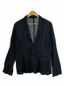 COMME CA MEN コムサメン リネン混 ジャケット sizeS/濃紺 ■◇ ☆ eac2 メンズ