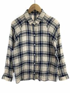 MAYSON GREY Mayson Grey check shirt size2/ beige × navy blue #* * eac2 lady's 