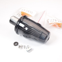 handlebar end indicator black for VESPA 50s 100 125et3 sprint rally200 ベスパ 6/12V スモーク ウインカー 1個 バーエンド 純正タイプ_画像3