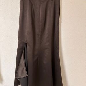 L'or ロル サテンイレヘムロングスカート ブラウン