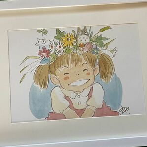 【1点のみ】額装品　ジブリ　となりのトトロ イラストA 宮崎駿　検)セル画　原画　ポストカード　ポスター