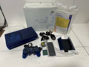 【レアカラー / オーシャンブルー】【ソニー PS2 本体セット SCPH-37000 L】【動作確認済み】メモリーカード コントローラー DVDリモコン