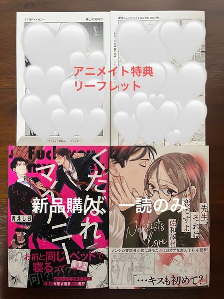 BL新刊　左和澤村　青井しお　先生、それは恋ですよ　くたばれマイハニー　アニメイト特典リーフレット付き　美品