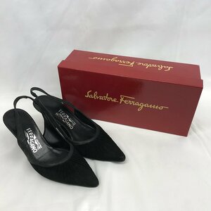 『USED』 Salvatore Ferragamo フェラガモ 24.5cm DS78235 パンプス ブラック系 レザー 24.5cm