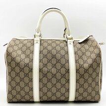 中美品 GUCCI グッチ GG柄 ハンドバッグ ボストンバッグ ミニボストン ベージュ ホワイト GGスプリーム レディース メンズ 193603 USED_画像2