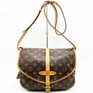 LOUIS VUITTON ルイ・ヴィトン モノグラム ソミュール30 ショルダーバッグ 斜め掛け バッグ ブラウン PVC レディース M42256 USED