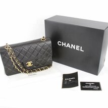 良品『USED』 CHANEL シャネル ダブルフラップマトラッセ23 ショルダーバッグ ブラック ラムスキン_画像10