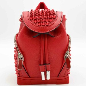 超美品 Christian Louboutin クリスチャンルブタン リュック型 ショルダーバッグ 斜め掛け バッグ レッド レザー レディース メンズ USED