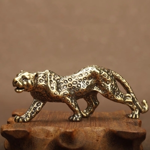  豹 動物 置物 金属 銅製