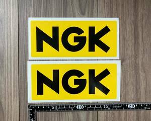 ★送料無料★NGK Black & Yellow Oblong STICKER ブラック&イエロー ステッカー デカール 165mm × 65mm 2枚セット
