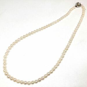 ［アコヤ本真珠ネックレス］j ◎重量約31.6g 約6.0~6.5mm珠 約55.0cm パール pearl necklace jewelry accessory silver DE0/DH0